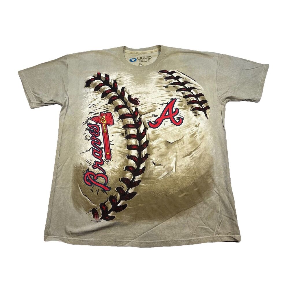 Atlanta Braves Hardball Tie Dye T Shirt Mens XL Liquid Blue NWT Short Sleeve